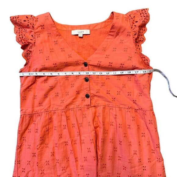 Loft Eyelet Tiered Swing Dress in Coral Size 6 - Picture 11 of 17